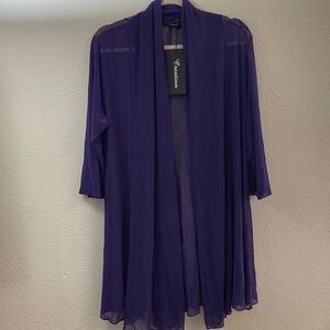 Purple Sheer Cardigan open duster flare out. Whimsical goth NWT Xl